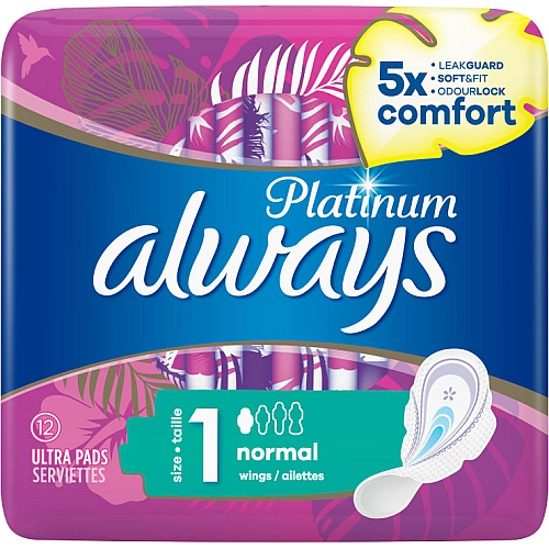 אולוויז פלטינום תחבושות עם כנפיים נורמל 12 יחידות