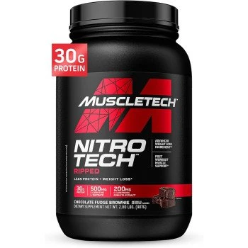 Nitro-Tech Ripped חלבון לירידה במשקל + אבקת חלבון מי גבינה - שוקולד 907 גרם - מבית MuscleTech