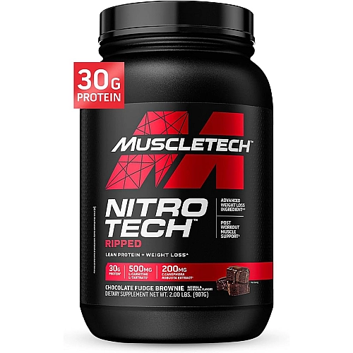 Nitro-Tech Ripped חלבון לירידה במשקל + אבקת חלבון מי גבינה - שוקולד 907 גרם - מבית MuscleTech