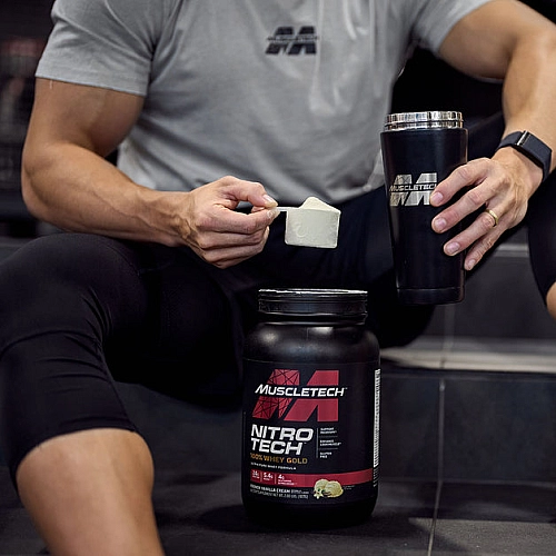 Nitro Tech חלבון מי גבינה 100% זהב GOLD WHEY - קרם וניל צרפתי - 907 גרם - מבית MuscleTech