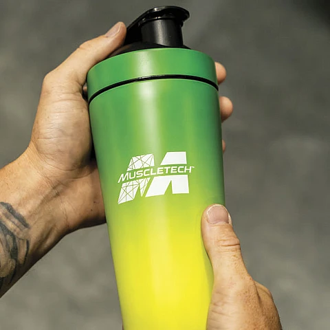 בקבוק שייקר פלדת אל-חלד ירוק/צהוב 739 מ"ל - מבית MuscleTech בקבוק שייקר פלדת אל-חלד ירוק/צהוב 739 מ"ל - מבית MuscleTech