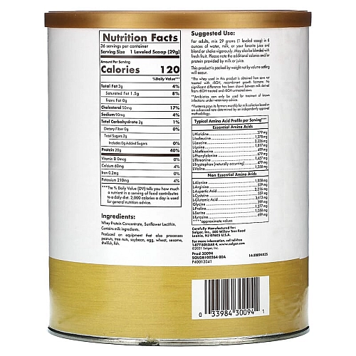 אבקת חלבון סולגאר מֵי גבינה Whey To Go ללא טעם - משקל 1044 גרם מבית SOLGAR