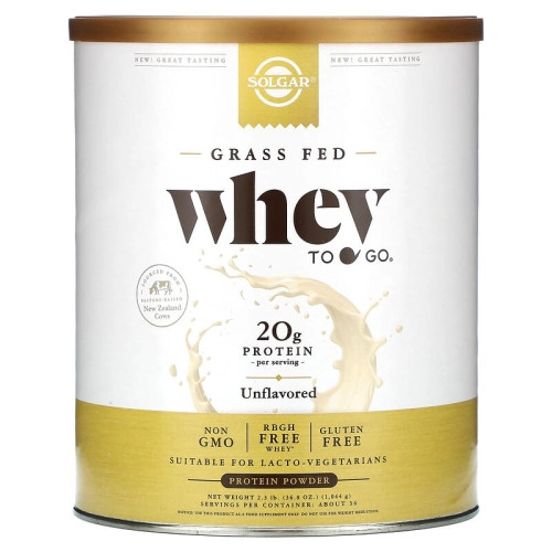 אבקת חלבון סולגאר מֵי גבינה Whey To Go ללא טעם - משקל 1044 גרם מבית SOLGAR