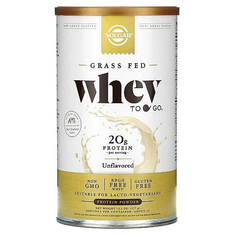 אבקת חלבון סולגאר מֵי גבינה Whey To Go ללא טעם - משקל 377 גרם מבית SOLGAR אבקת חלבון סולגאר מֵי גבינה Whey To Go ללא טעם - משקל 377 גרם מבית SOLGAR