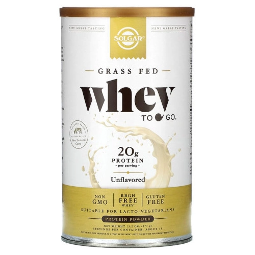 אבקת חלבון סולגאר מֵי גבינה Whey To Go ללא טעם - משקל 377 גרם מבית SOLGAR