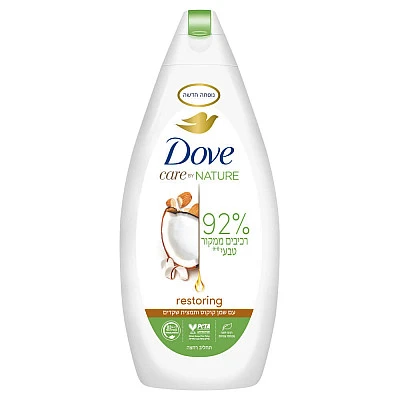 דאב תחליב רחצה עם שמן קוקוס ותמצית שקדים 750 מ"ל - מבית DOVE