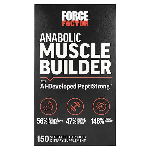 Anabolic Muscle Builder בונה שרירים אנאבולי עם PeptiStrong שפותח בבינה מלאכותית - 150 כמוסות צמחיות - מבית Force Factor Anabolic Muscle Builder בונה שרירים אנאבולי עם PeptiStrong שפותח בבינה מלאכותית - 150 כמוסות צמחיות - מבית Force Factor