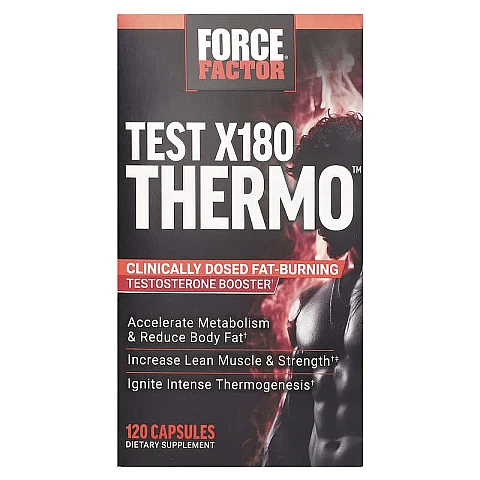 Test X180 Thermo שריפת שומן טסטוסטרון 120 כמוסות - מבית Force Factor Test X180 Thermo שריפת שומן טסטוסטרון 120 כמוסות - מבית Force Factor