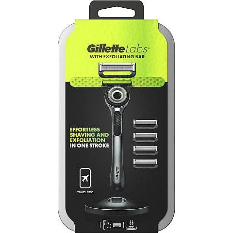 ג'ילט Labs ידית לגילוח + 5 סכינים עם פס פילינג - מבית Gillette ג'ילט Labs ידית לגילוח + 5 סכינים עם פס פילינג - מבית Gillette