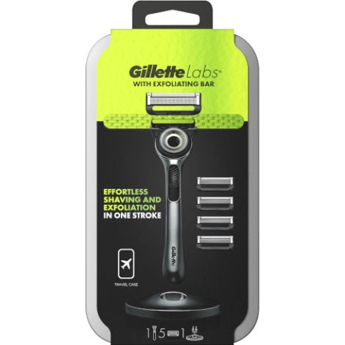 ג'ילט Labs ידית לגילוח + 5 סכינים עם פס פילינג - מבית Gillette