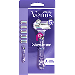 ג'ילט ונוס דלוקס סמוט סווירל מארז ידית כדורית +5 סכינים - מבית Gillette