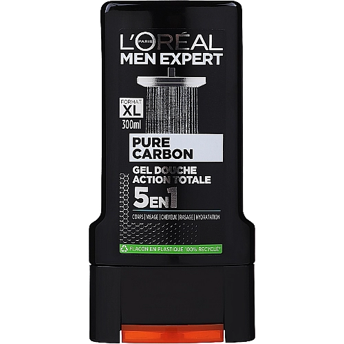 לוריאל מן אקספרט Total Clean CARBON ג'ל רחצה פחם לגבר 300 מ"ל - מבית L'OREAL