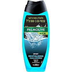 פלמוליב סבון גוף לגבר ספורט 4 ב-1 גוף שיער פנים לזקן - 500 מ"ל - מבית Palmolive