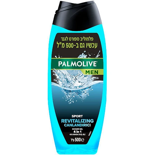 פלמוליב סבון גוף לגבר ספורט 4 ב-1 גוף שיער פנים לזקן - 500 מ"ל - מבית Palmolive