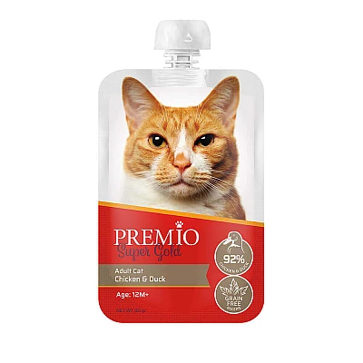 פרמיו מחית בשר עוף וברווז לחתול בוגר 90 גרם - מבית PREMIO