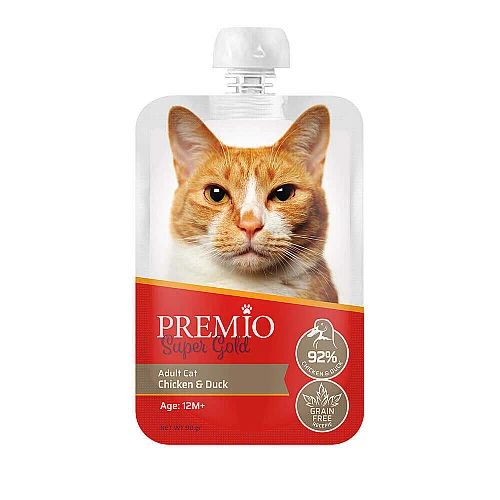 פרמיו מחית בשר עוף וברווז לחתול בוגר 90 גרם - מבית PREMIO