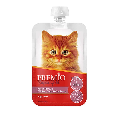 פרמיו מחית בשר עוף טונה וחמוציות לחתלתול 90 גרם - מבית PREMIO