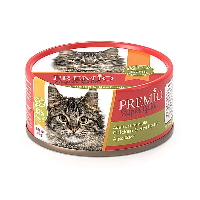 פרמיו סופר גולד מעדן עוף ובקר לחתול בוגר 85 גרם - מבית PREMIO