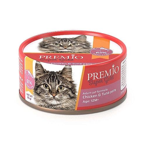 פרמיו סופר גולד מעדן עוף וטונה לחתול בוגר 85 גרם - מבית PREMIO