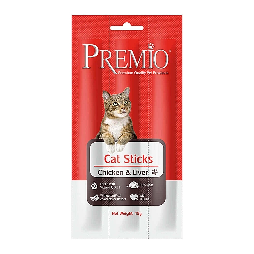 פרמיו סטיקס חטיף לחתולים עוף וכבד 15 גרם - מבית PREMIO