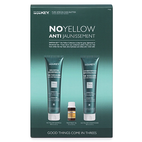 סרינה קיי NO YELLOW מארז סילבר שמפו + מרכך + שמן לשיער מובהר - מבית Saryna Key