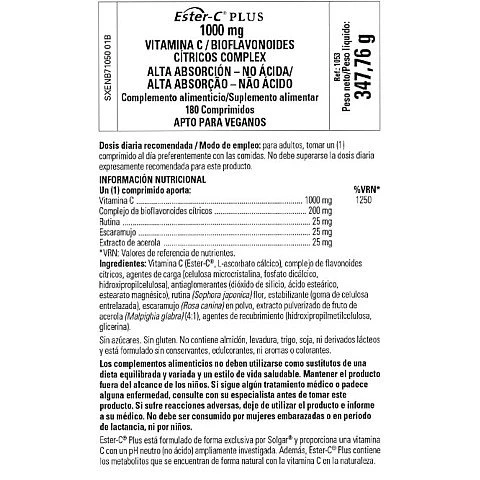 ויטמין C אסטרולה Ester-C Plus סולגאר 1000 מ"ג - 180 כמוסות מבית SOLGAR