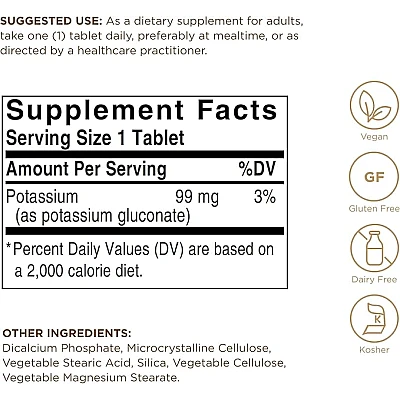 סולגאר Potassium אשלגן 250 טבליות - מבית SOLGAR