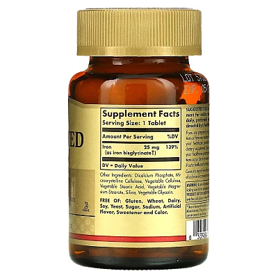 סולגאר כלאט ברזל 100 טבליות - מבית SOLGAR