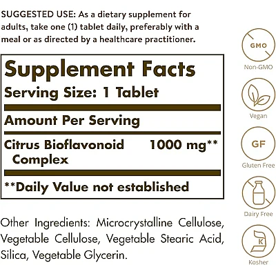 סולגאר קומפלקס ביופלבונואידים של הדרים 1,000 מ"ג - 250 טבליות - מבית SOLGAR