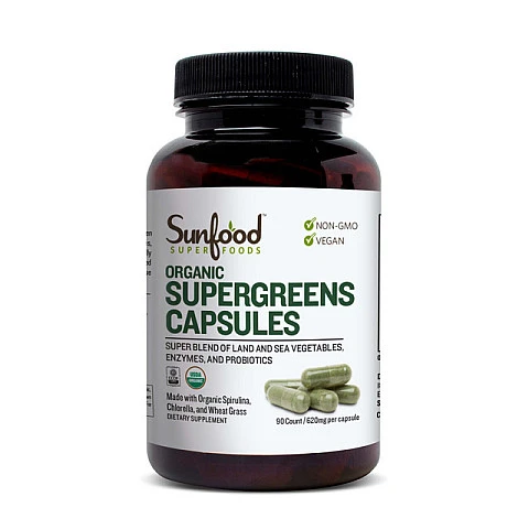 Supergreens סופרגרינס 620 מ"ג 90 כמוסות - מבית Sunfood Supergreens סופרגרינס 620 מ"ג 90 כמוסות - מבית Sunfood