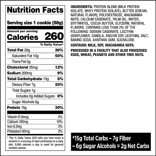 עוגיית חלבון שוקולד לבן ומקדמיה 12 יחידות - מבית Quest Nutrition