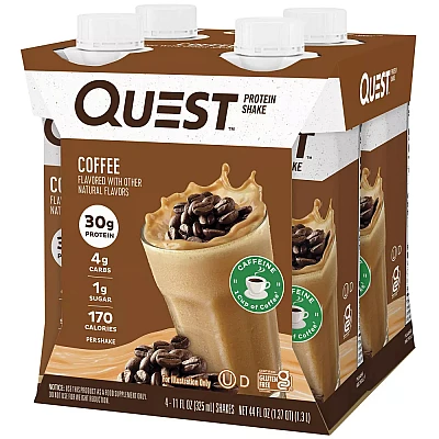 שייק חלבון בטעם קפה 4 בקבוקים - מבית Quest Nutrition
