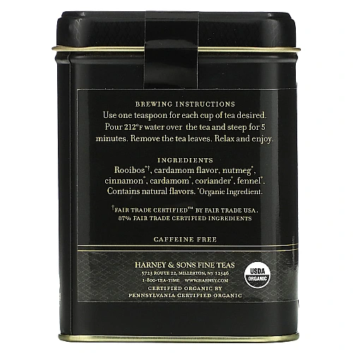 חליטת תה צמחים צ'אי רויבוש אורגני נטול קפאין 112 גרם - מבית Harney & Sons