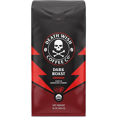 קפה טחון חזק במיוחד שעועית מלאה קלייה כהה 454 גרם - מבית Death Wish Coffee