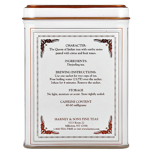 תה דארג'ילינג Darjeeling בפחית 40 גרם 20 שקיקים - מבית Harney & Sons