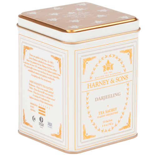 תה דארג'ילינג Darjeeling בפחית 40 גרם 20 שקיקים - מבית Harney & Sons