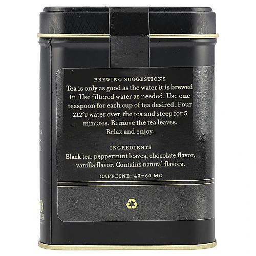 תה עלים שחור שוקולד מנטה בפחית 112 גרם - מבית Harney & Sons