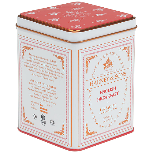 תה שחור ארוחת בוקר אנגלית בפחית 40 גרם 20 שקיות - מבית Harney & Sons