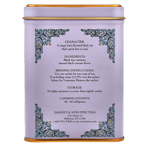 תערובות תה דומדמניות שחורות 40 גרם 20 שקיות - מבית Harney & Sons