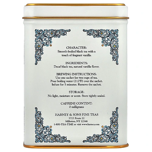 תערובות תה שחור ציילוני וניל קומורו 40 גרם 20 שקיות - מבית Harney & Sons