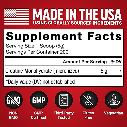 אבקת קריאטין מונוהידרט ללא טעם 1000 גרם - מבית Force Factor