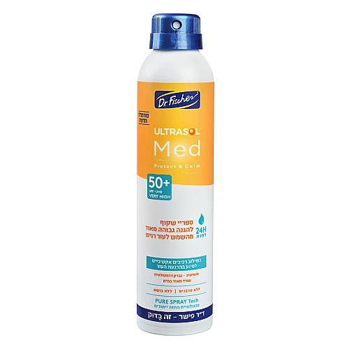 אולטרסול MED ספריי שקוף להגנה גבוהה מאוד מהשמש +SPF50 לעור רגיש 200 מ"ל - ד"ר פישר
