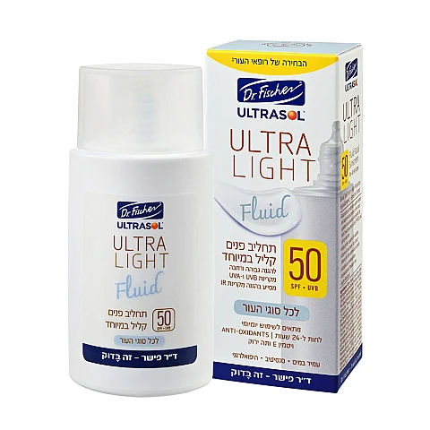 אולטרסול אולטרה לייט תחליב פנים SPF50 קליל במיוחד לכל סוגי העור 50 מ"ל - ד"ר פישר אולטרסול אולטרה לייט תחליב פנים SPF50 קליל במיוחד לכל סוגי העור 50 מ"ל - ד"ר פישר