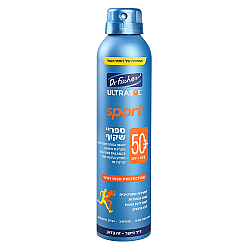 אולטרסול ספורט ספריי שקוף +SPF50 להגנה גבוהה לספורטיים 200 מ"ל - ד"ר פישר
