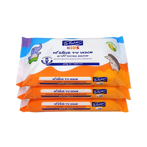 מגבוני נייר טואלט לח נשטפים קידס מארז שלישיה - ד"ר פישר