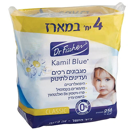 מגבונים רכים לתינוקות בבישום עדין קמיל בלו 4*64 יחידות - ד"ר פישר
