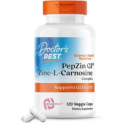 PepZin GI קומפלקס אבץ-ל-קרנוזין 120 כמוסות צמחיות - מבית Doctor's best