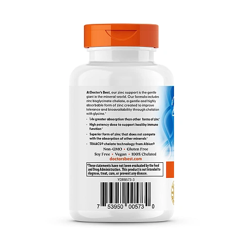 אבץ ביסגליצינט 100% כלאטי - 50 מ"ג - 90 כמוסות - מבית Doctor's best