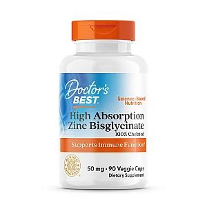 אבץ ביסגליצינט 100% כלאטי - 50 מ"ג - 90 כמוסות - מבית Doctor's best