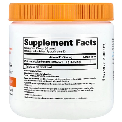 אבקת MSM עם OptiMSM טבעי 250 גרם - מבית Doctor's best